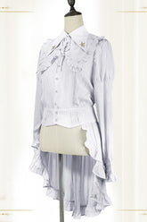 ヴィンテージラペルカラー長袖フリルアゲハ王子ロリータブラウス